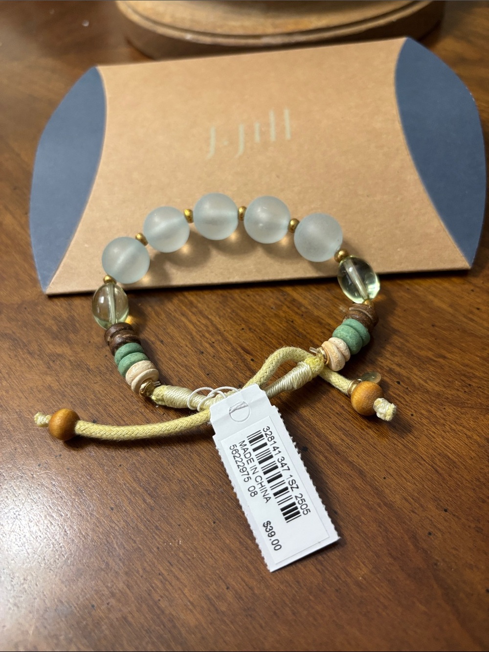 J. Jill Multicolor Beaded Adjustable Bracelet - Green, Gold, Brown